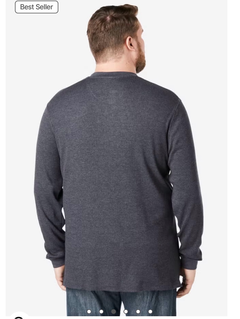 Men's Dark Gray Henley Thermal Long Sleeve Shirt - Picture 2 of 3